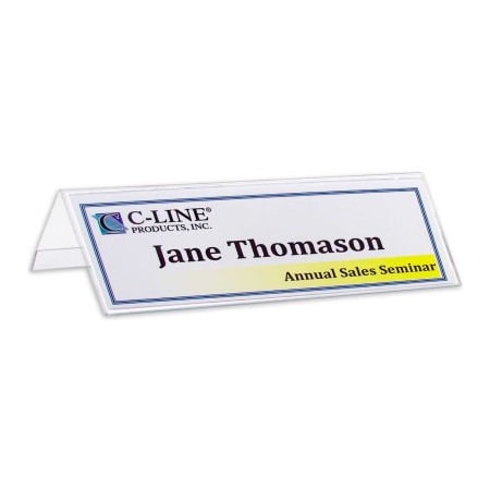 C-Line Products Medium rigid Heavyweight Plastic Name Tent Holder, 2 1/2 x 8 1/2, Clear, 25/BX 87597